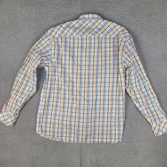 Rocawear Shirt Men's XL White Colorful Plaid Button Down Long Sleeve - Picture 5 of 11